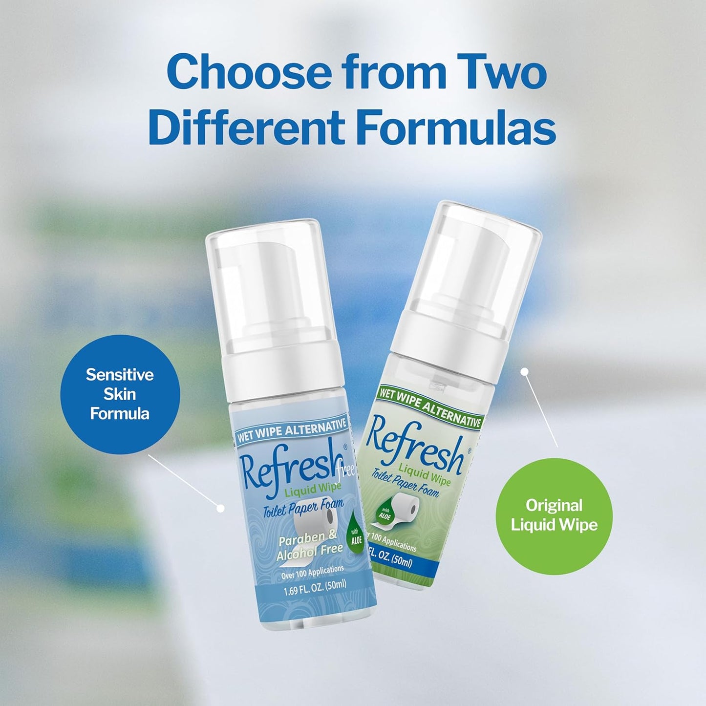 Refresh Liquid Wipe Alcohol Free – Toilet Paper Foam Dispenser Refill for Sensitive Skin. Eco-Friendly Flushable Wet Wipe Alternative with Witch Hazel and Aloe. 8 oz Refill