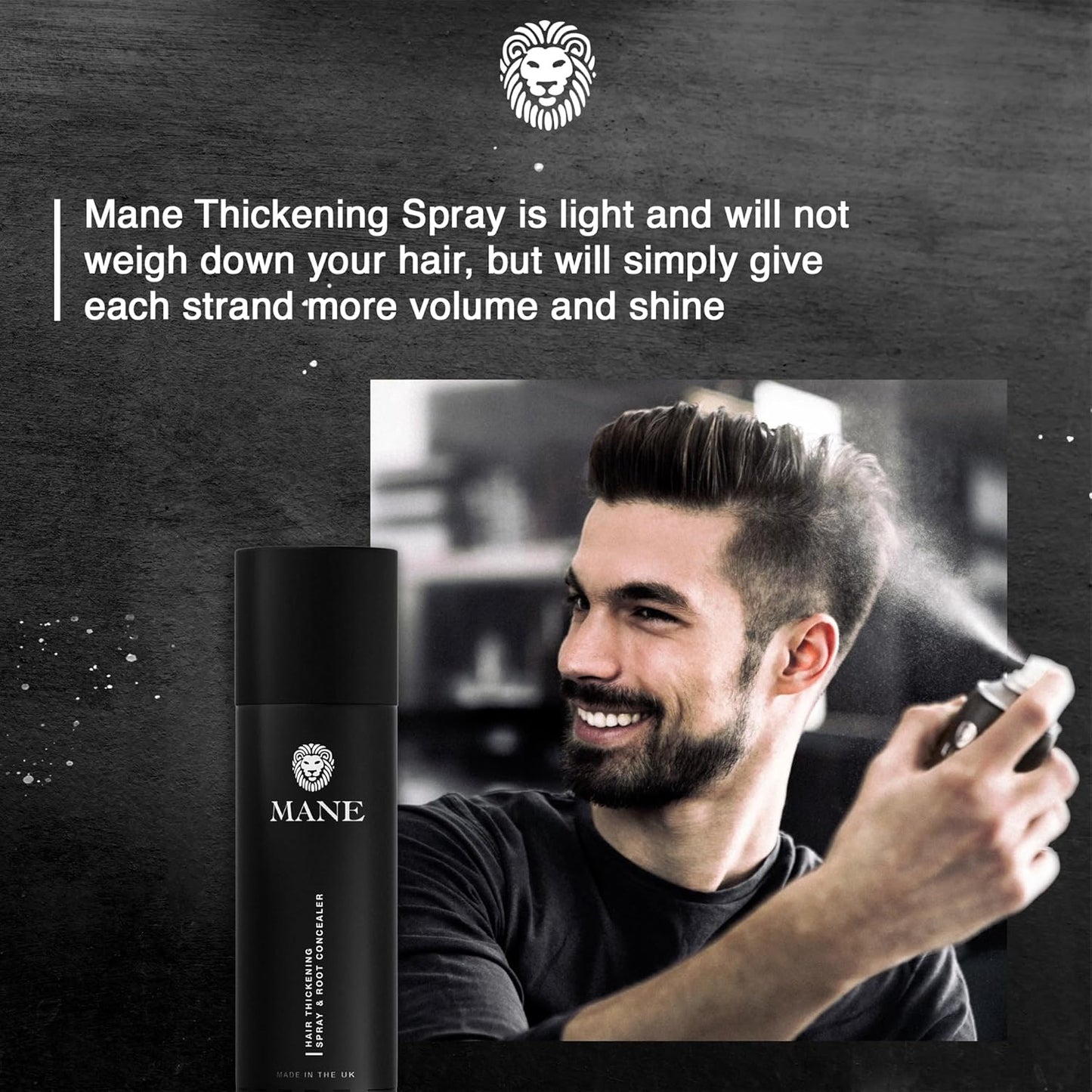 Mane Hair Thickening Spray & Root Touch Up, Instantly Thicker Hair for Men & Women, Fill in Hairlines and Hide Thinning and Fine Patches - Light Brown, 12 Colors (6.76 oz)