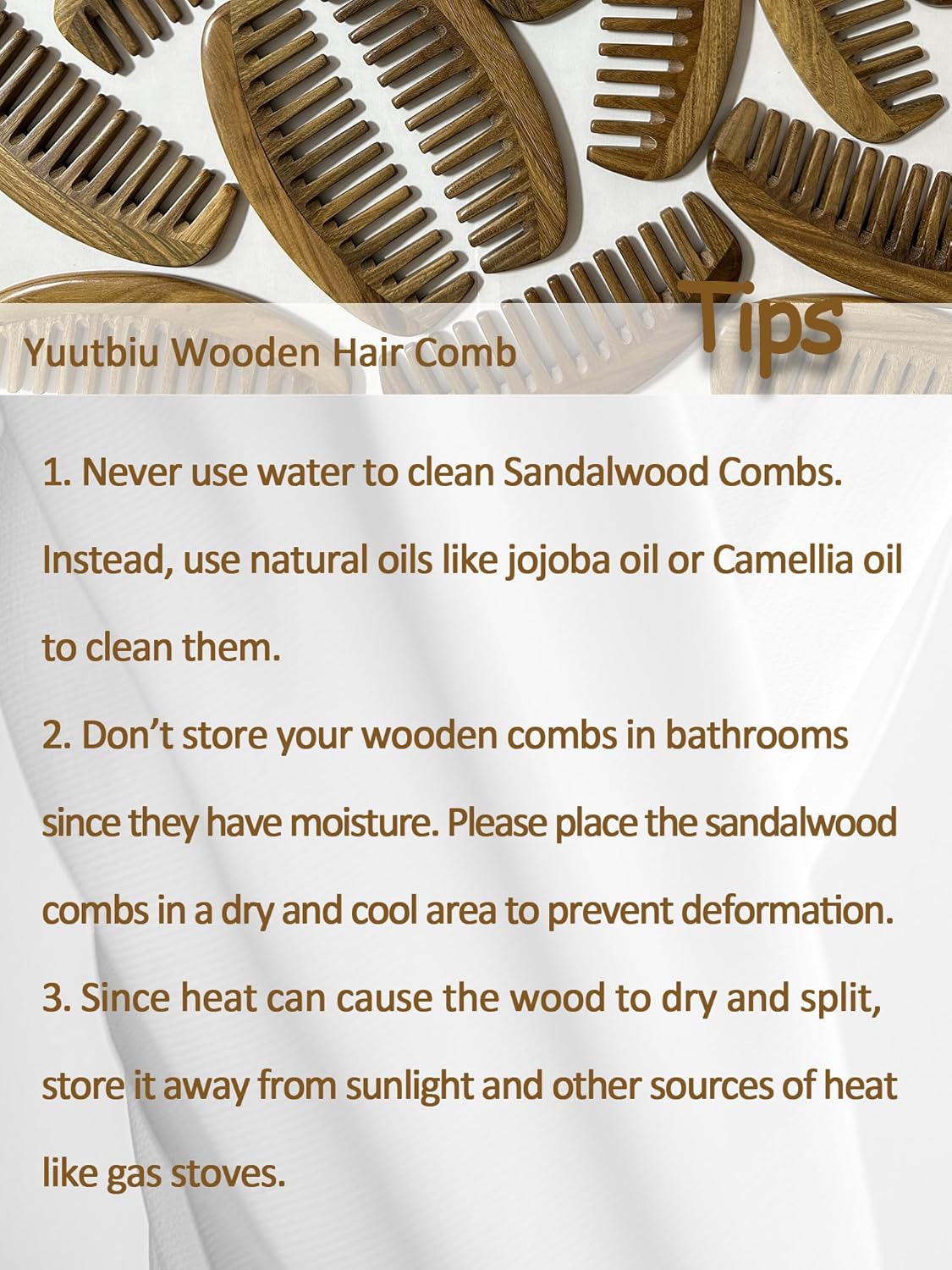 Wide Tooth Green Sandalwood Detangler Comb - Wooden Hair Comb for Natural Hair, Curly/Thick Hair Knot Remover (No Handle, Scented Wood)