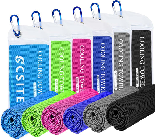Cooling Towels for Neck and Face - 6 Pack 47x12 Inch Ice Cold Microfiber Towels, Soft & Breathable Cooling Towel for Hot Weather, Sports, Yoga, Workout, Running, Golf, Camping