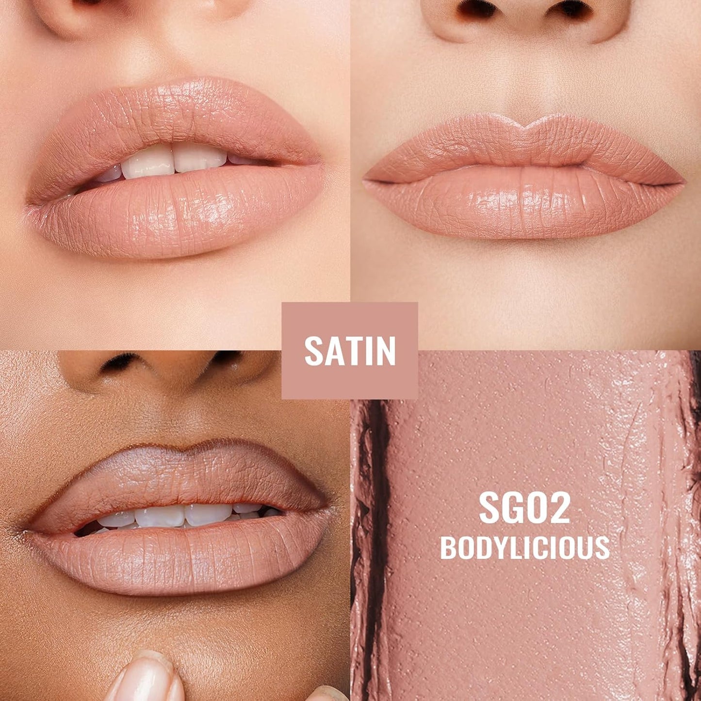 Oulac Nude Lipsticks for Women, Peach Matte Lip Stick, Full Coverage Lip Color, Satin Matte Finish, Cream Texture, Hydrating, Infused with Hyaluronic Acid, Vegan & Clean Beauty 4g SG02 Bodylicious