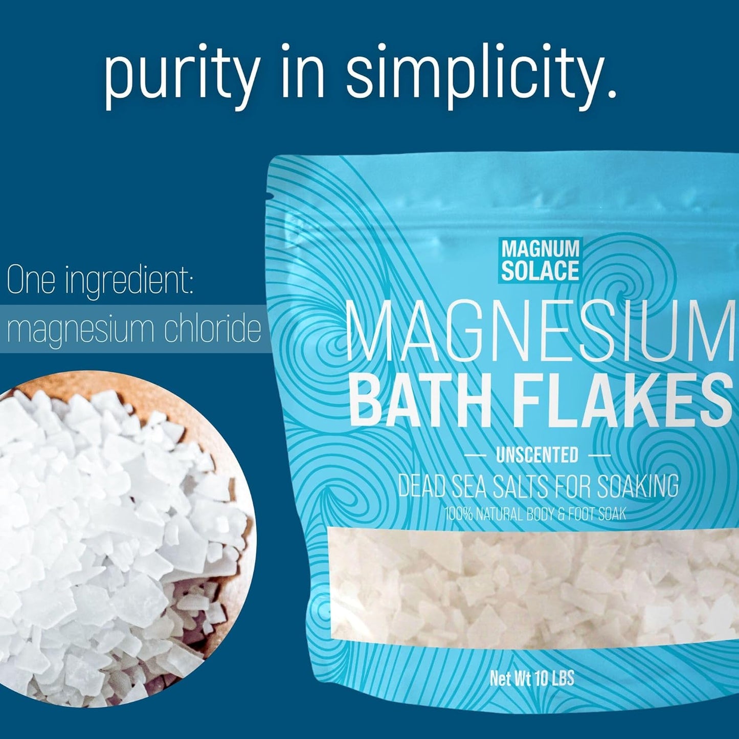 Magnesium Flakes for Bath - Magnesium Chloride Flakes - Dead Sea Salts for Soaking, 3.0 LBS