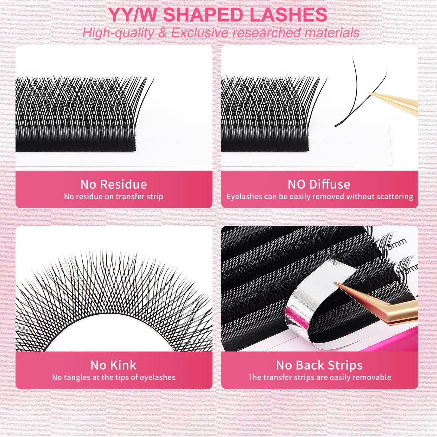 YY Lash Extensions Supplies Y Eyelash Extensions 0.05mm Thickness C Curl 9mm Premade Fans 4D Russian Volume Matte Black 12 Rows Crisscross Eye Lashes(YY-0.05-C,9mm)