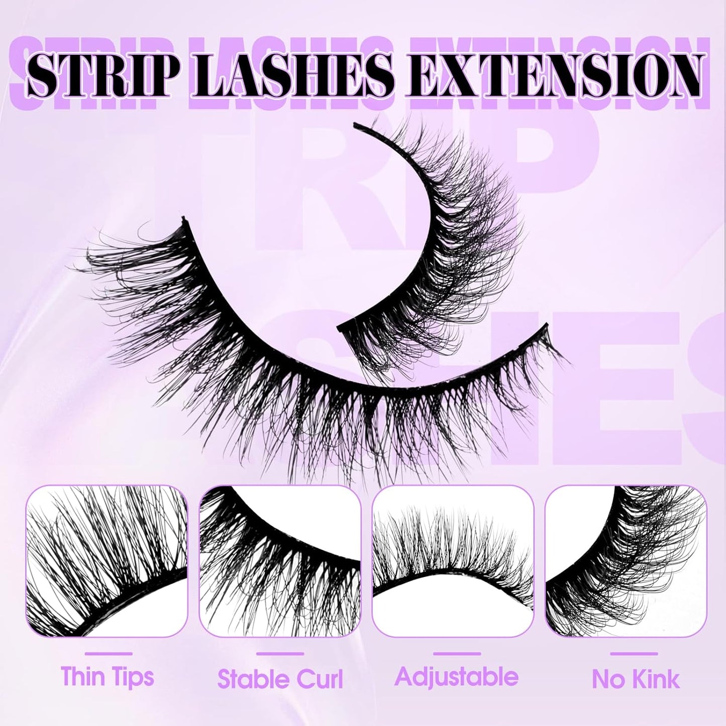 DIY Strip Lash for Using at Home: 10 Pairs, Natural Look, Fluffy, Manga, Wispy, Waterproof, Anime, Cat Eye, D Curl, XH03