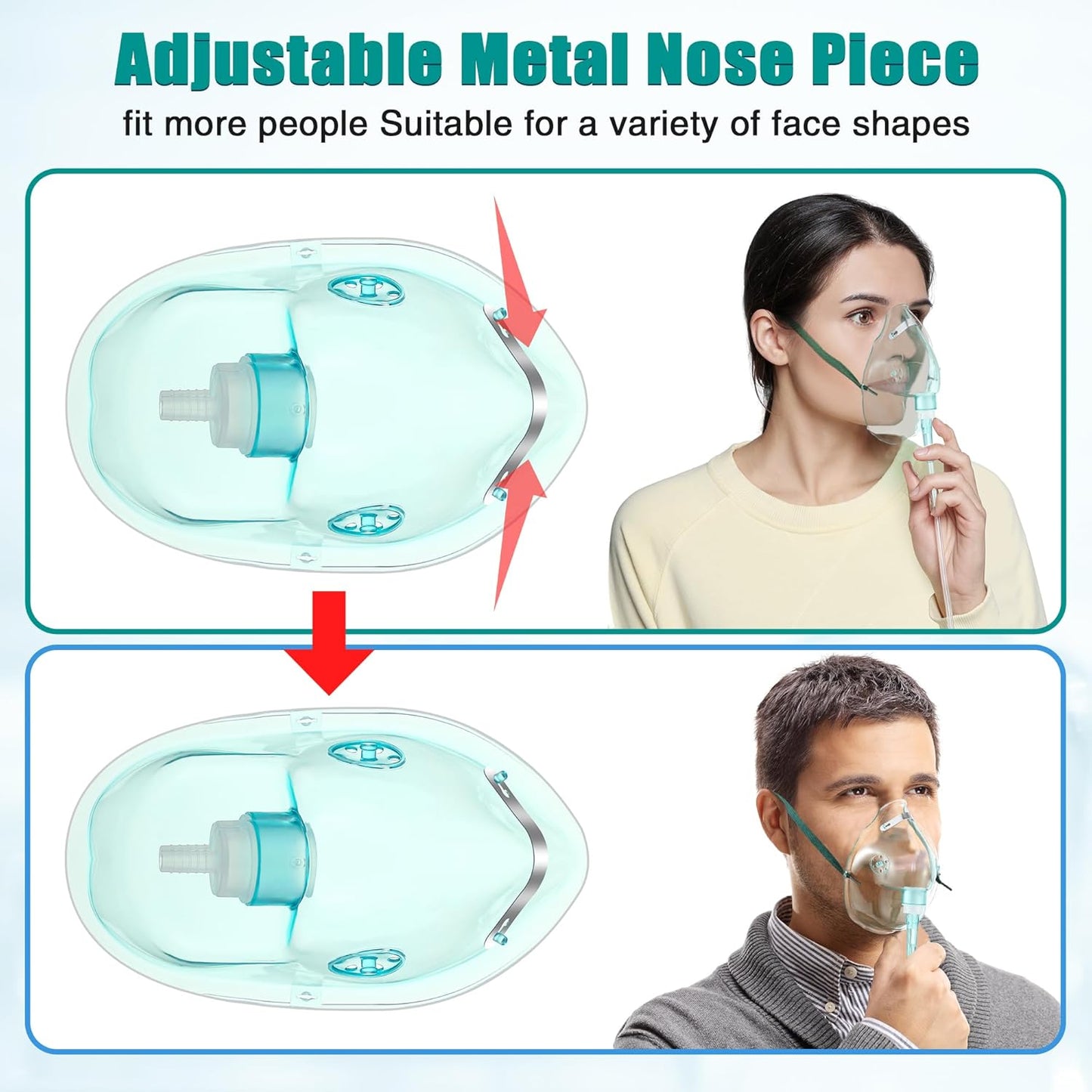 Geiserailie 2PCS XL Non Rebreather Oxygen Mask with Reservoir Bag, Non Rebreathing Oxygen Mask with 6.6ft Tubing and Adjustable Elastic Strap