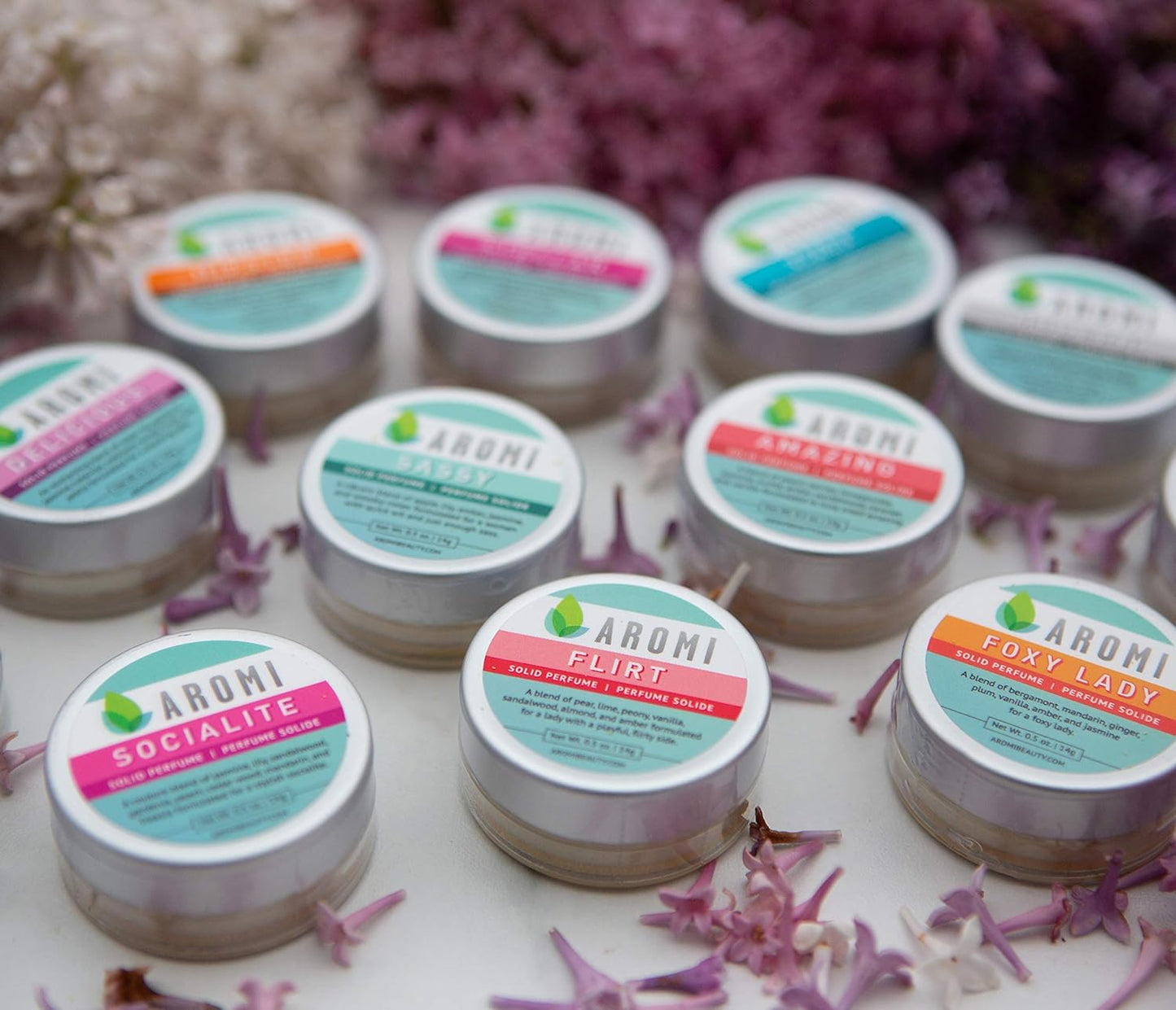 Aromi Flirt Solid Perfume | Floral, Woodsy Fragrance, Vegan, Cruelty-free, Almond, Peony, Vanilla Scent, Wax-Based, Women's Gift, Travel, Handmade (Flirt)