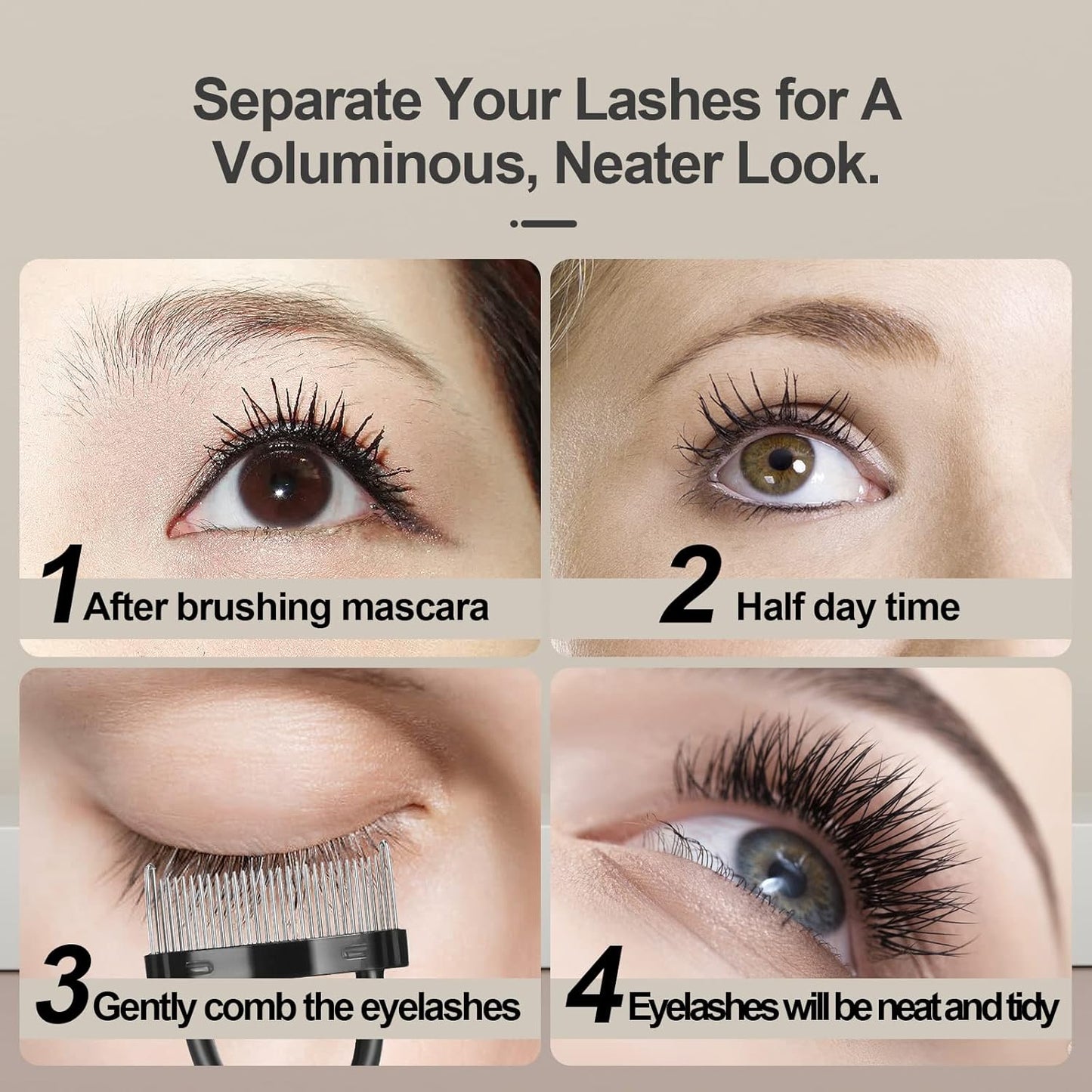 Eyebrow Brush Eyelash Separator Brow Comb & Lash Spoolie Professional Eye Makeup Tools (3 Pieces Set)