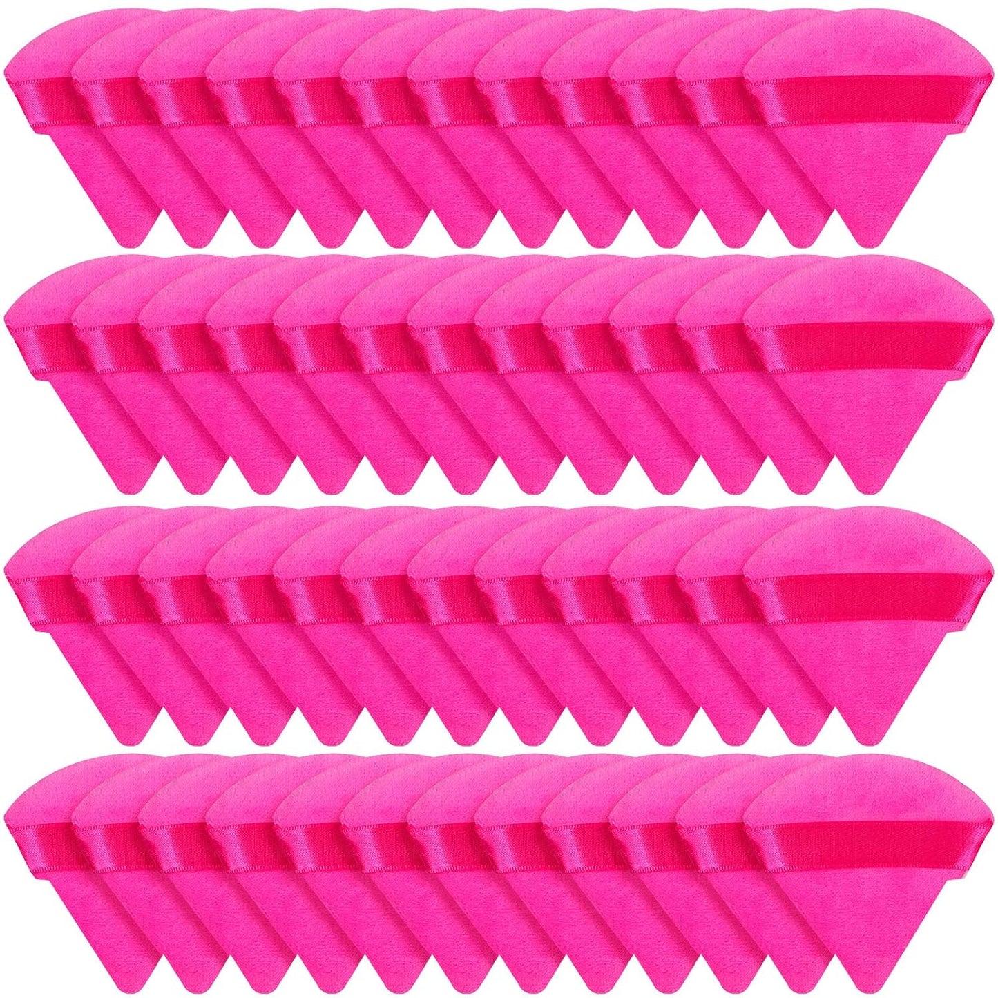 Suclain 48 Pcs Velour Triangle Powder Puff Soft Velour Makeup Puff for Face Powder Makeup Triangle Sponges for Wet and Dry Cosmetic Foundation Loose Mineral Body Tool (Pink)