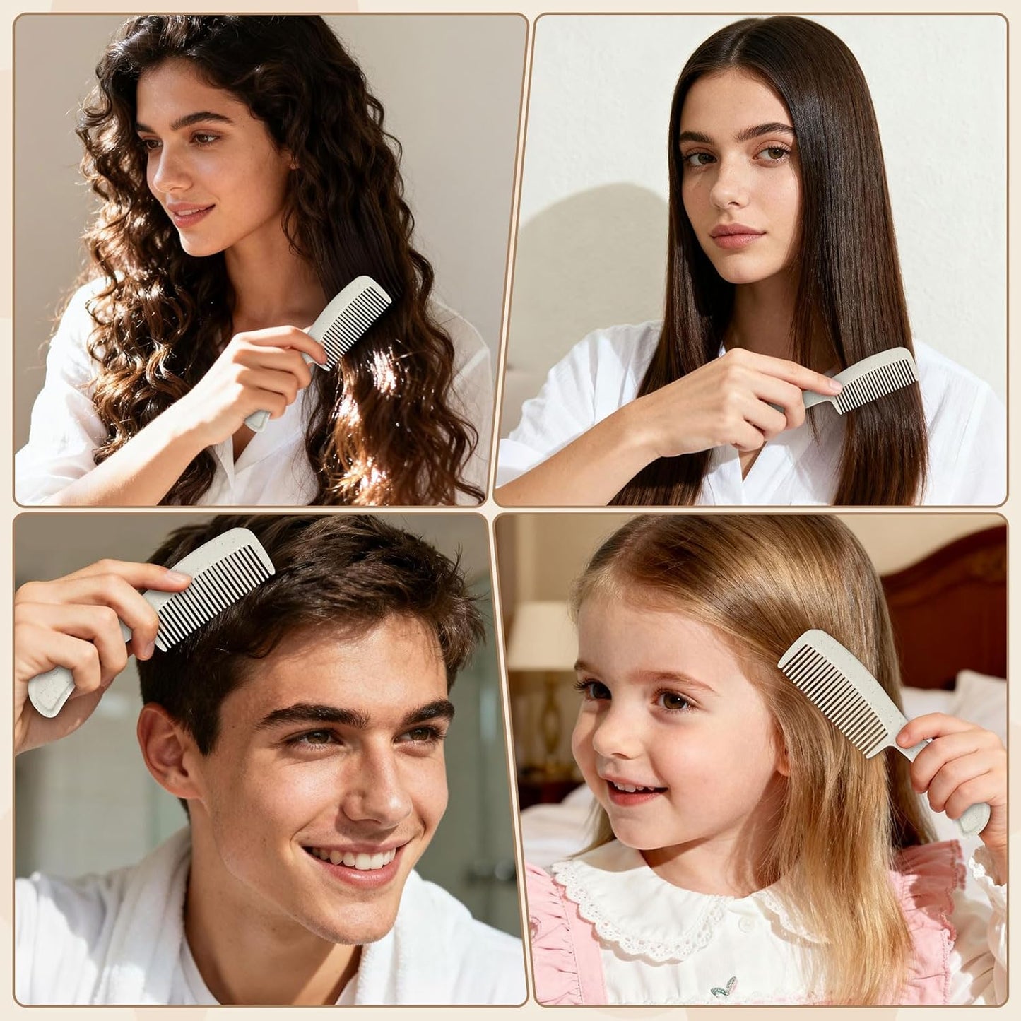 Combs in Bulk Individually Wrapped, 50 Pack Disposable Hair Combs for Hotel, Salon, Home Care and Travel (Wheat)