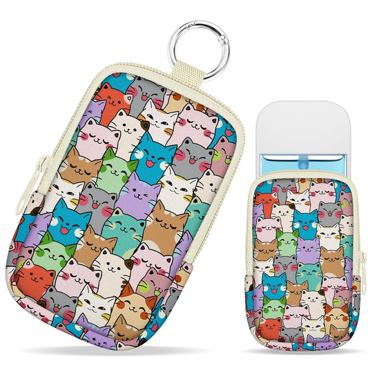 Cute Cat Hand Sanitizer Spray Case, Hand Sanitizer Holder Zippered Pouch, Fashion Accessory with Snap Hook for Glow Mist and Power Mist 1FL OZ