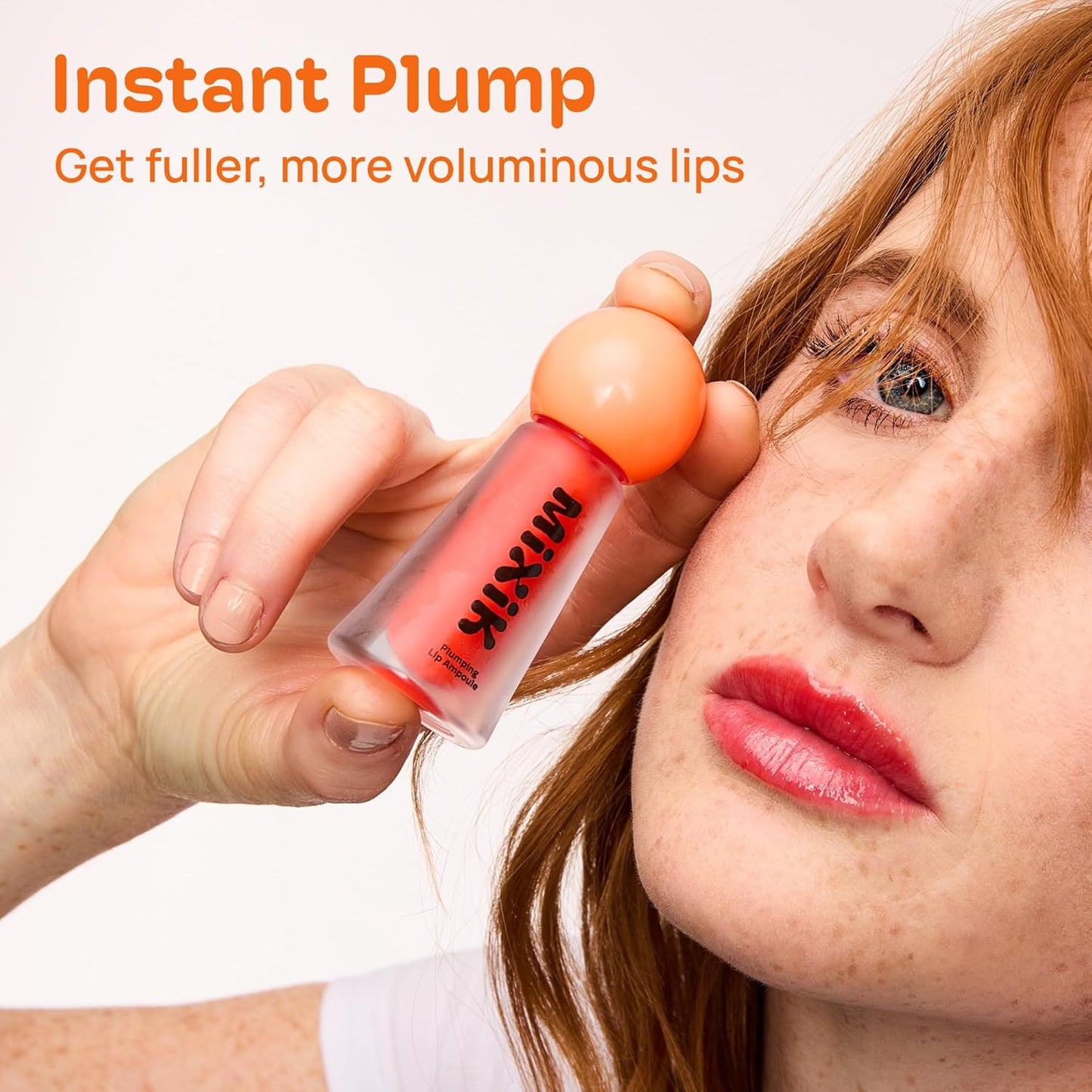 MIXIK Plumping Lip Ampoule, Hydrating Lip Gloss Plumping Ampoule made with Shea Butter & Argan Kernel Oil leaving Lips Plump, Smooth and Glossy, promotes Vibrant High-Gloss Plump Lips (Poppy Plump)