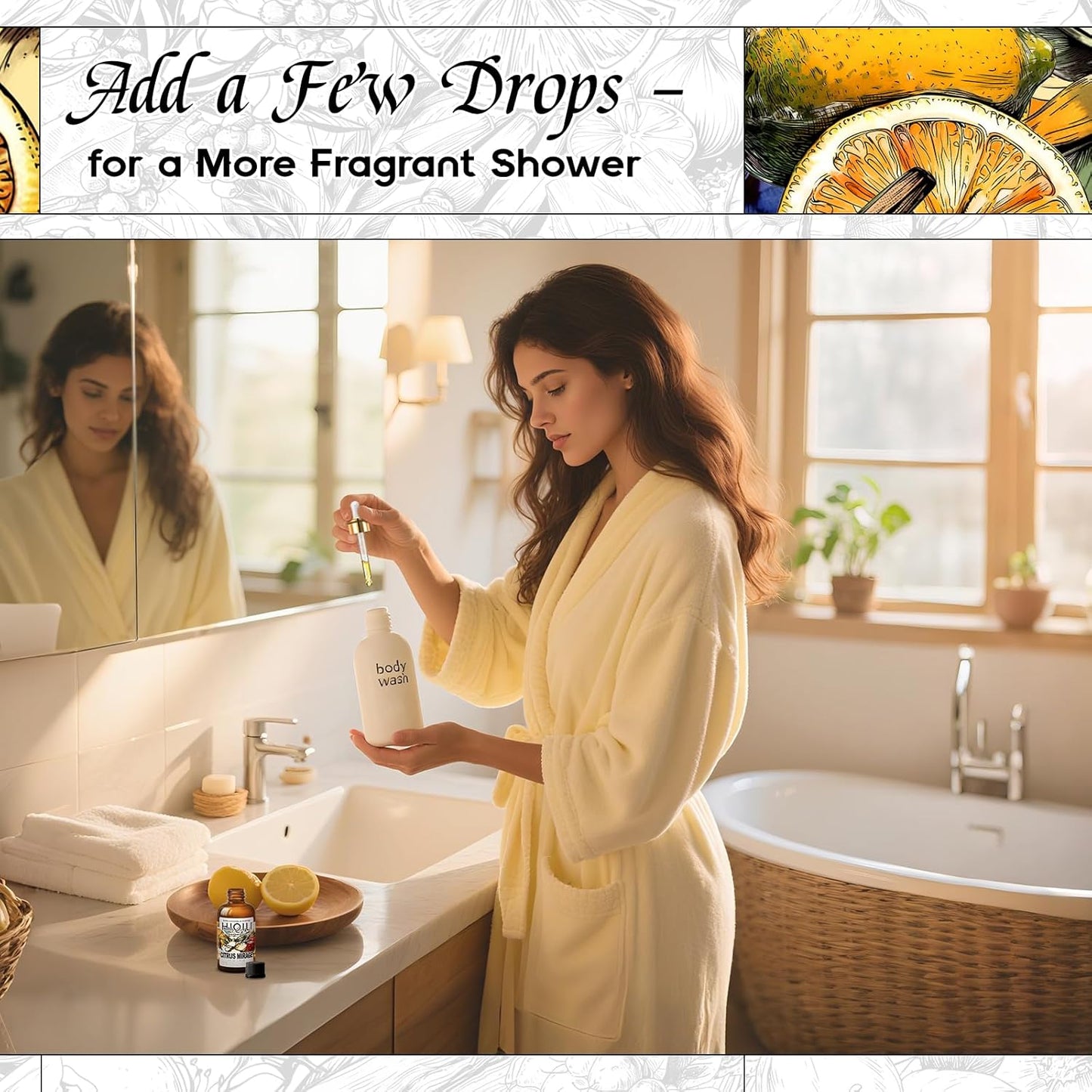 HIQILI Citrus Mirage Fragrance Oil for Candle & Soap Making, Perfect for Scent Diffuser & Humidifier, DIY Multi-Use Cleaner - 1 Fl Oz