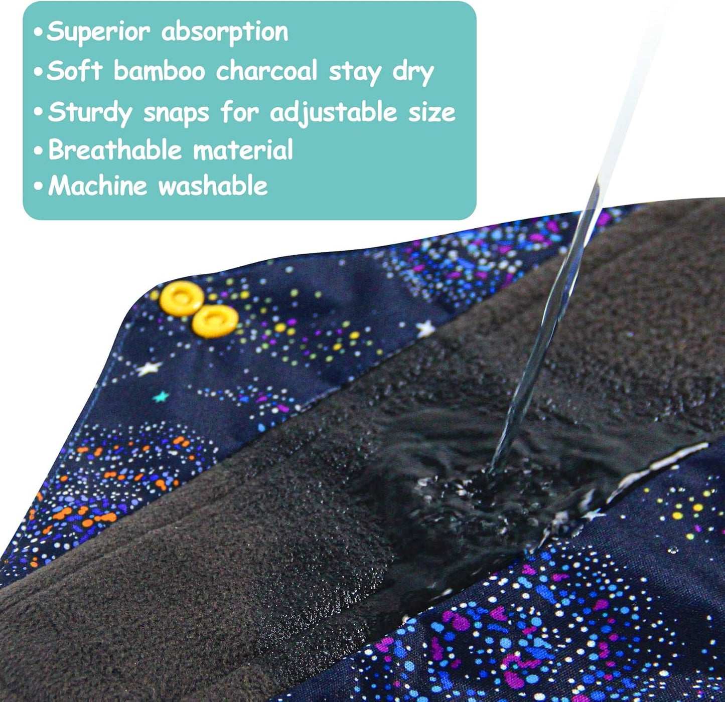 Leekalos Reusable Bamboo Cloth Pads - Light Incontinence Pads - Pack of 6, 1 Mini Wet Bag