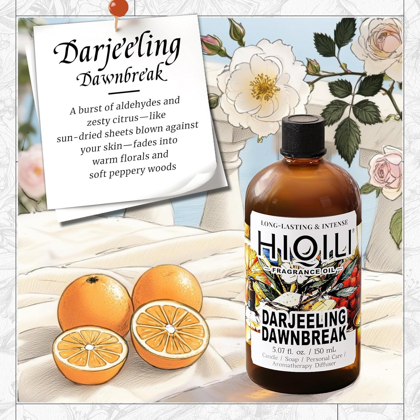 HIQILI Darjeeling Dawnbreak Fragrance Oil for Diffuser, Inspired by B.gari Pr-Homme Eud-Tlette, Candle & Soap, Perfume & Linen Spray Making, Woody Scent, Long-Lasting Aroma - 5.07 Fl Oz - Pour Homme