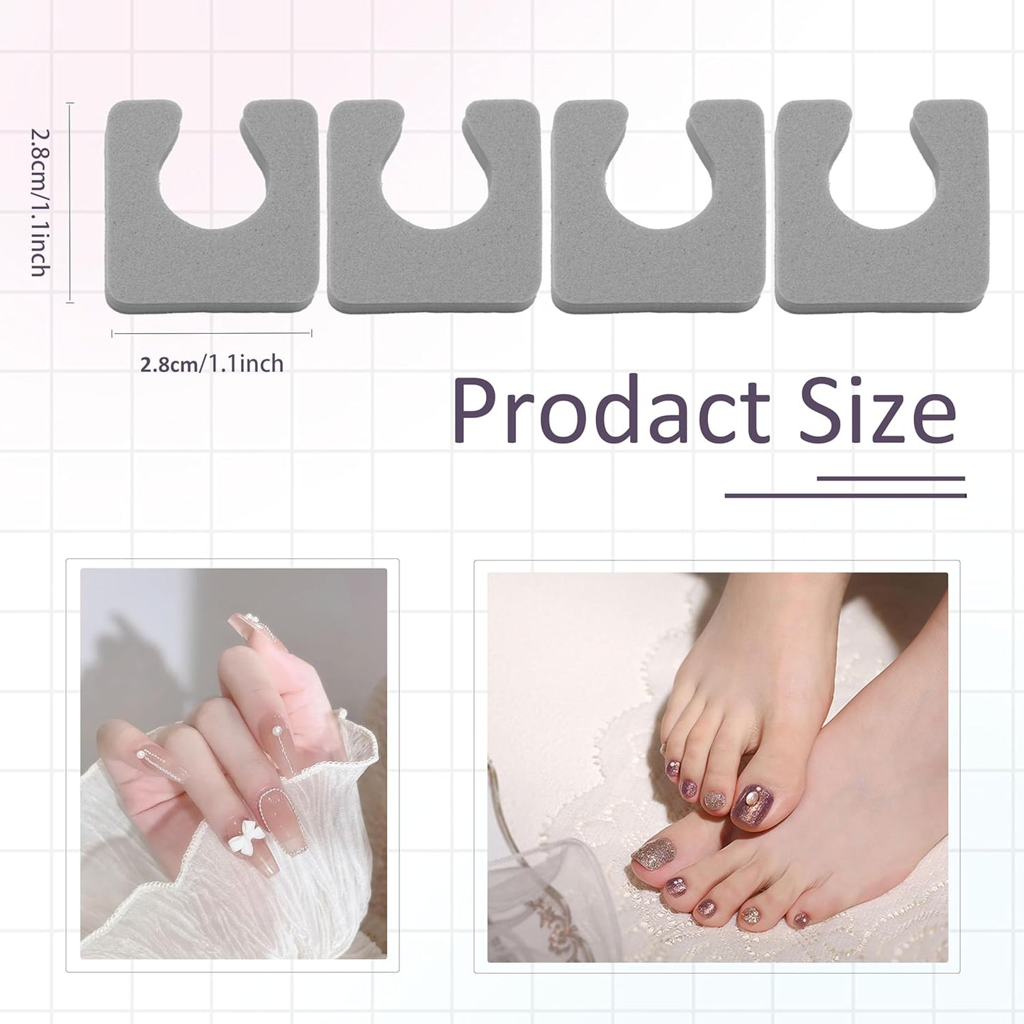 600 Pcs Toe Separators for Women Pedicure, Soft Foam Finger Divider Spacer Set, Nail Polish Art Painting Pedicure Supplies Suitable for Spa Salon Beauty Foot Therapy, Gray