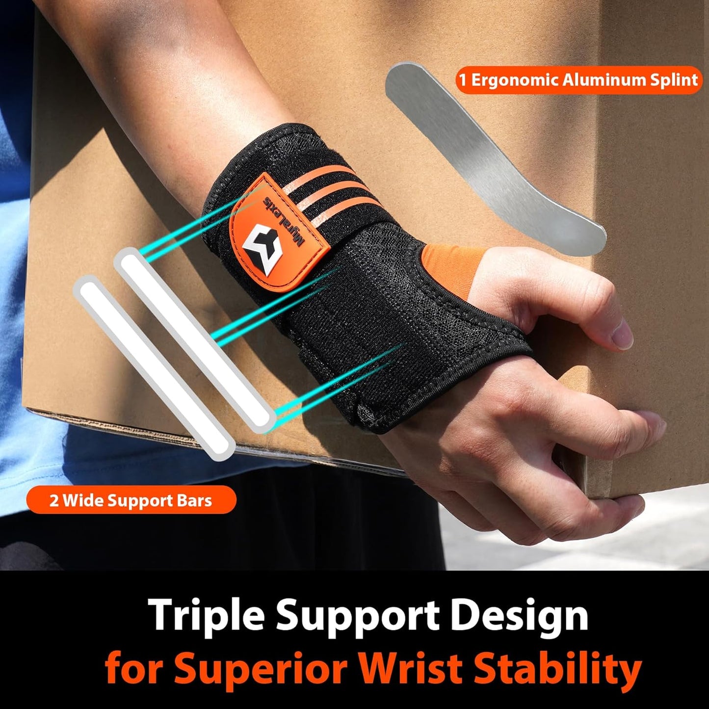 2 Pack Carpal Tunnel Wrist Brace [2025 Upgraded Adjustable Straps & Elastic Thumb Hole] Soft Breathable Night Support Wrist Brace for Pain Relief Tendonitis, Sprain, Arthritis - Left & Right (Size: M)