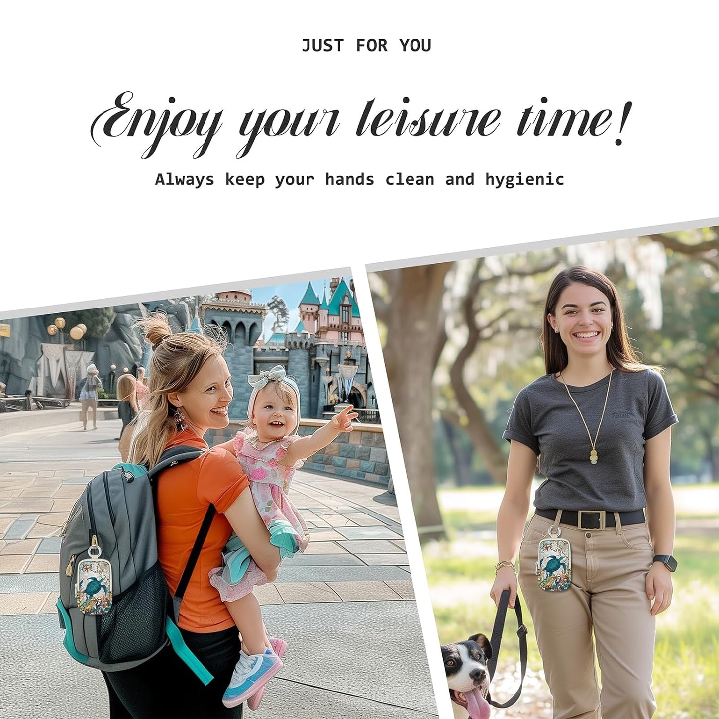 Cute Sea Turtle Hand Sanitizer Spray Case, Hand Sanitizer Holder Zippered Pouch, Fashion Accessory with Snap Hook for Glow Mist and Power Mist 1FL OZ