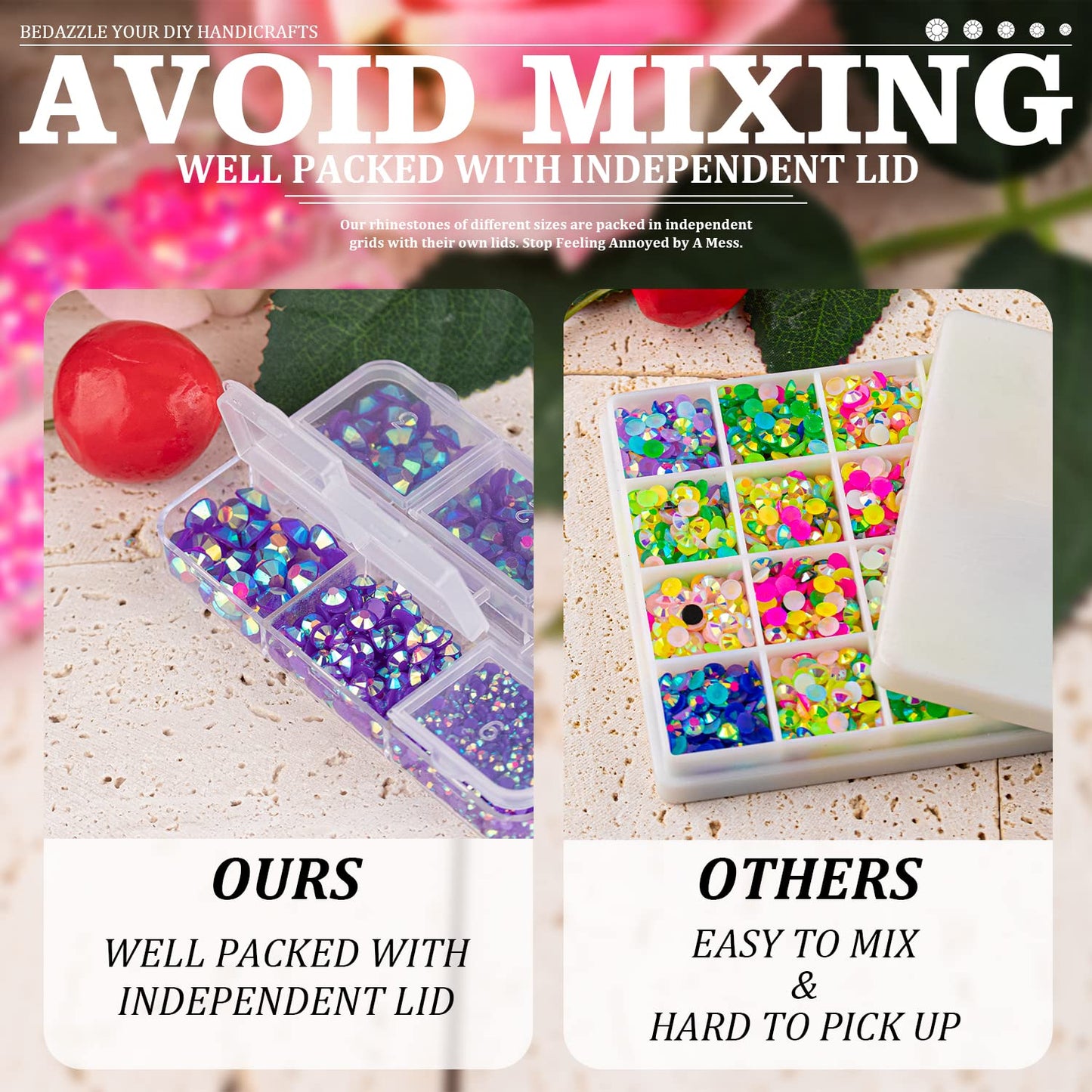 Resin Rhinestones Crafting, 2/3/4/5/6mm Flatback Jelly Rhinestones, 3 Box Dark Purple AB Non Hotfix Crystal Gems for Bedazzling Crafts Mugs Tumblers Clothes Makeup Nail