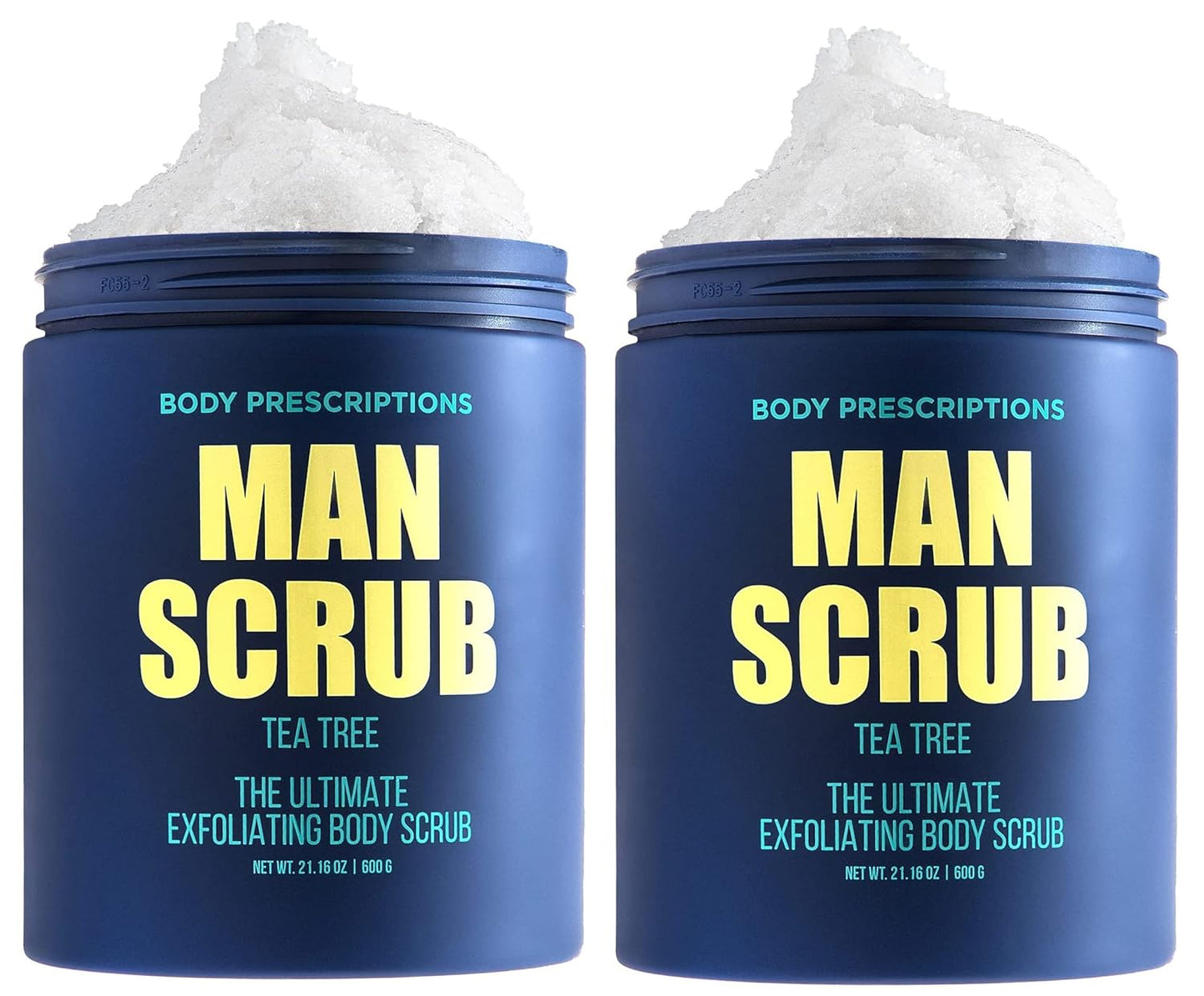 Body Prescriptions Men’s Exfoliating Body Scrub – Ultimate Skin Cleansing Wash in Jar with Twist-Top Lid, For All Skin Types, 21 Ounce (Pack of 2), Tea Tree