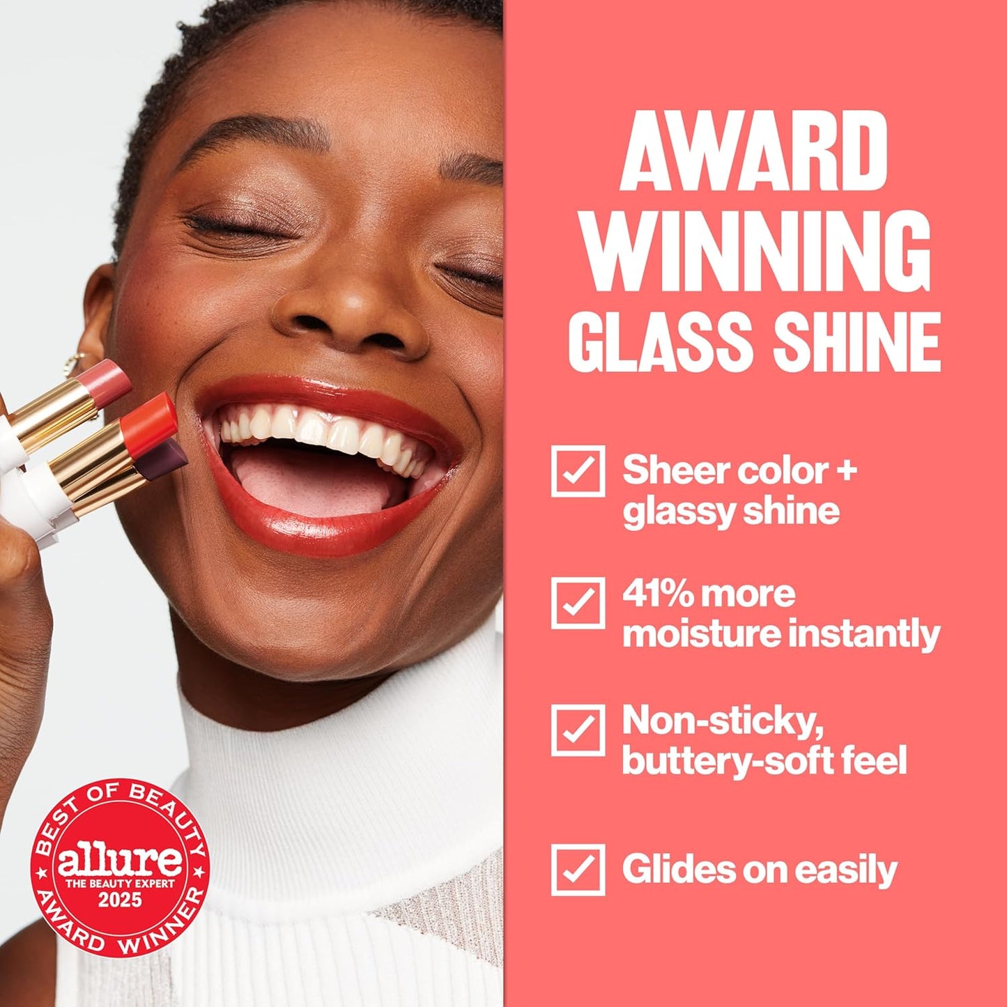 REVLON Super Lustrous Glass Shine Balm, Hydrating Tinted Lipstick, Sheer, Glossy Shiny Finish, 009 Cherry Luster, 0.11 oz
