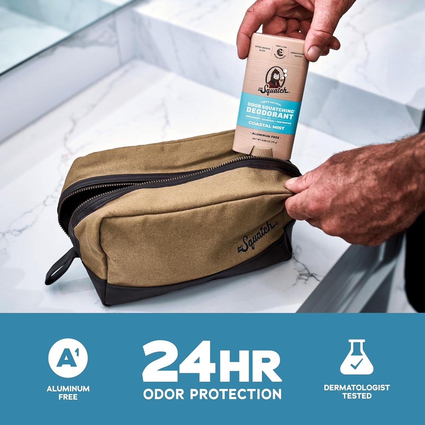 Dr. Squatch Natural Deodorant for Men - Odor-Squatching Aluminum Free - Coastal Mist (2.65 oz, 3-Pack)