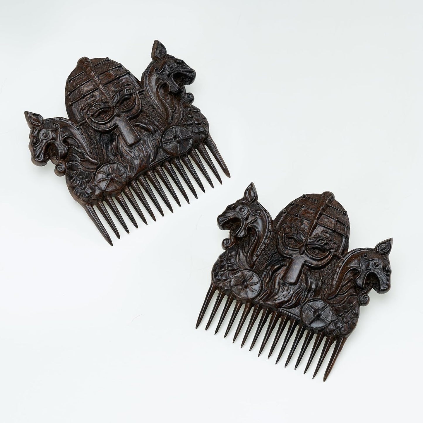 Handicraftviet Hand-Carved Wooden Comb, Wooden Viking Comb for Men's Hair, Beard, and Mustache, Great Gift - Natural Wood