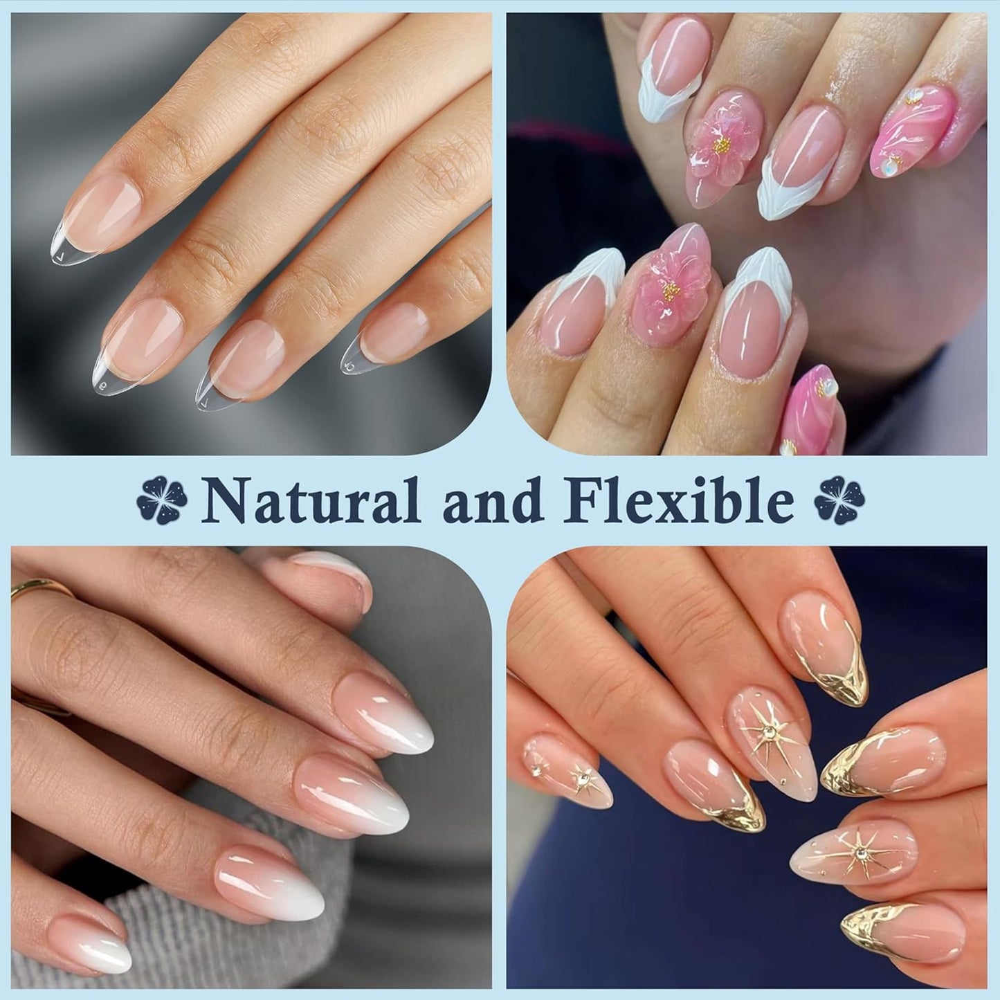 Short Almond Nail Tips: 504pcs Soft Gel Nail Tips Pre Etched Short Fake Nails, Half Matte Full Cover Clear Press on Nails for Nail Extension DIY Home, 12 Sizes Acrylic Gelly Tips