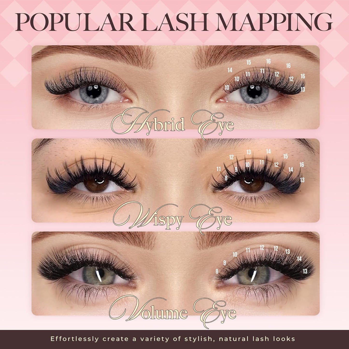 LASHVIEW Classic Lash Extensions 0.03-0.20 J/B/L/C/CC/D Curl 8-16mm Mixed & Single Length Tray, Soft Matte Dark Professional Eyelashes Extension(0.10 D 8-16mm)