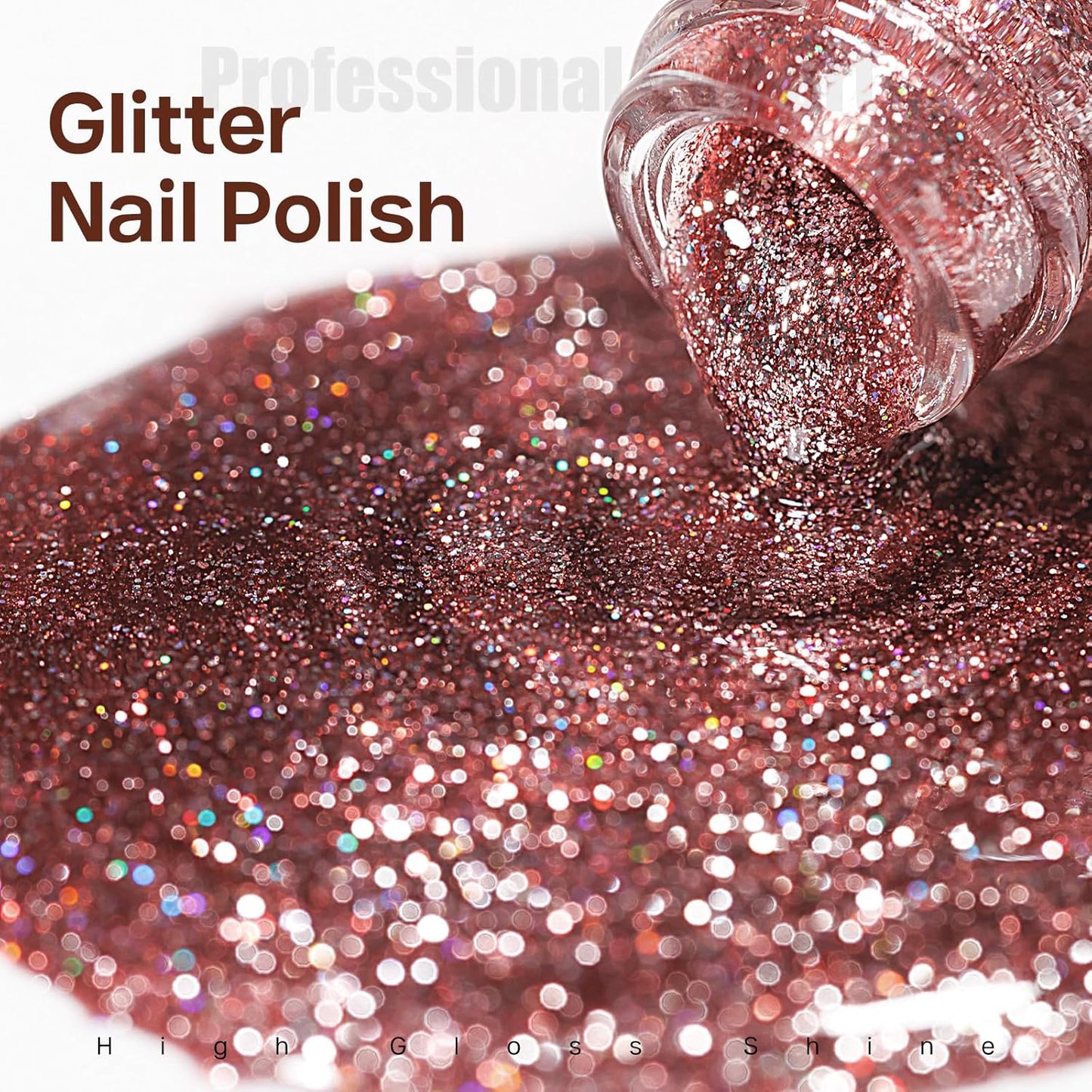 MIZHSE Quick Dry Glitter Brown Nail Polish, Fall Color Nail Polish Air Dry Fast, 15ml High Glossy Sparkly Shiny Shimmer Nail Art Salon Manicure Home