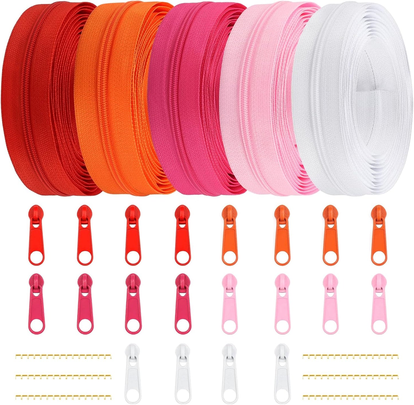 DOITEM Zipper Tape 3 mm Nylon Endless Zipper Set with Slider - 5 Colors