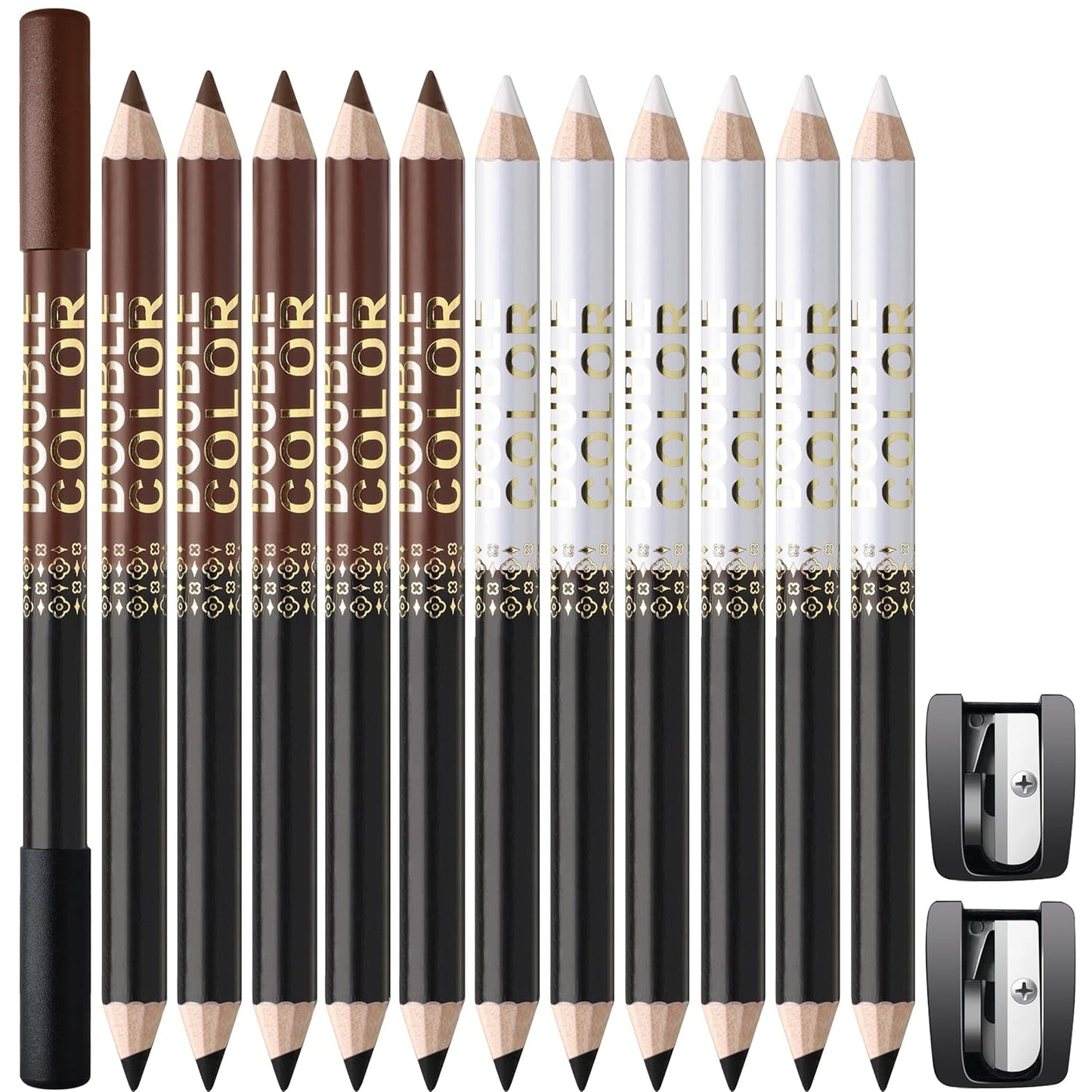 12Pcs Barber Pencil Set Hairline Enhancement Pencils Kit for Lineup Magic Beard Shaping Beard Guide Pen with Sharpener Barber Chalk for Beard Makeup Design for Men White Black Tan Brown