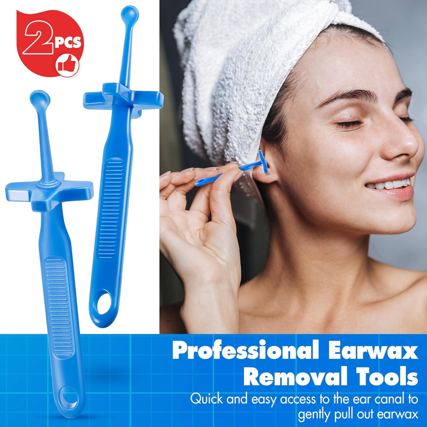 Feekoon 2 Pack Ear Wax Removal Tool, Cleaning Scoop Tool with Safe Guard, Reusable Plastic Ear Care Product for Earwax Removal