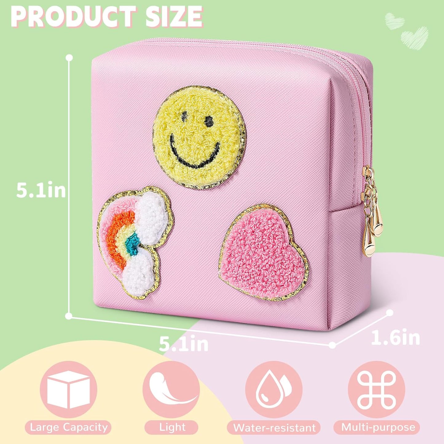 Period Bag for Teen Girls PU Leather Sanitary Pad Bags for Period Teen Period Pads Pouch for Panty Liners, Tampons, Menstrual Cup - Pink