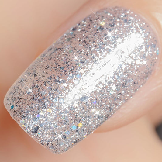 YTD Likomey Gel Nail Polish,15ml Colorful Silver Glitter Nail Gel,Fall Winter Shiny Sparkly Salon Home DIY Manicure UV Color Varnish,SF438