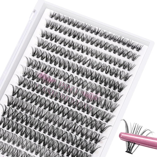 280 Pcs Individual Lashes 30D-D-0.07-14 Cluster Lashes 10D 20D C D Curl Wispy Lashes Bottom Lashes DIY Lashes At Home（30D-D-0.07-14）