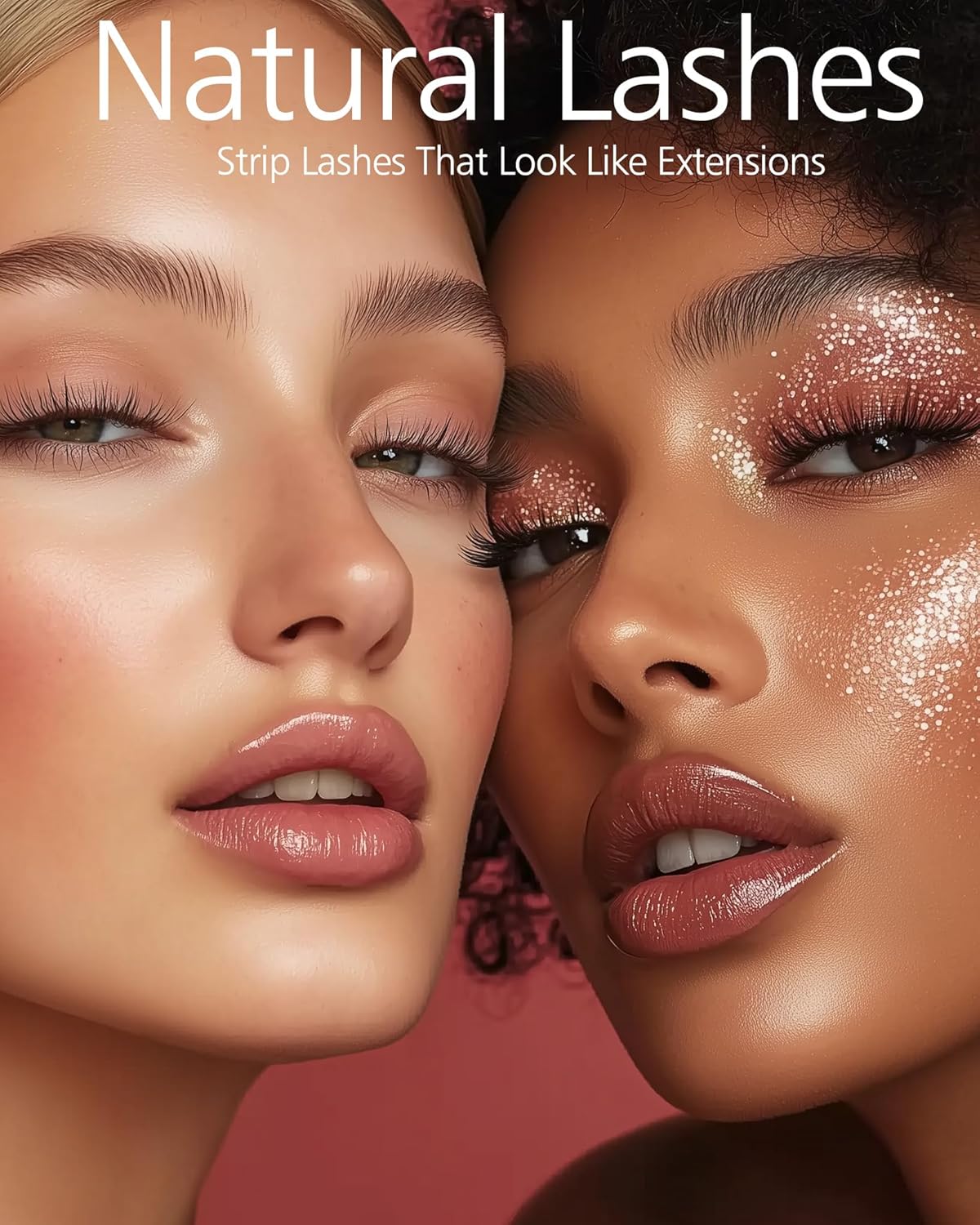 Eliace Luxurious 50 Pairs 5 Styles Cat Eye Lashes Wispy False Eyelashes Natural look 3D Mink Lashes Fake Eyelashes Kit, Thin Soft Band Comfortable Fluffy Volume Cross Strip Lash, with Lash Tweezers