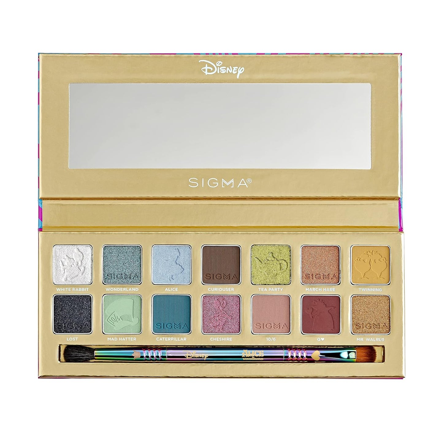 Sigma Beauty and Disney Eyeshadow Palette - Alice in Wonderland Eyeshadow Palette with 14 Hues - Matte, Shimmer and Metallic Eyeshadow Finishes - Highly Pigmented Eye Makeup Palette with Mirror