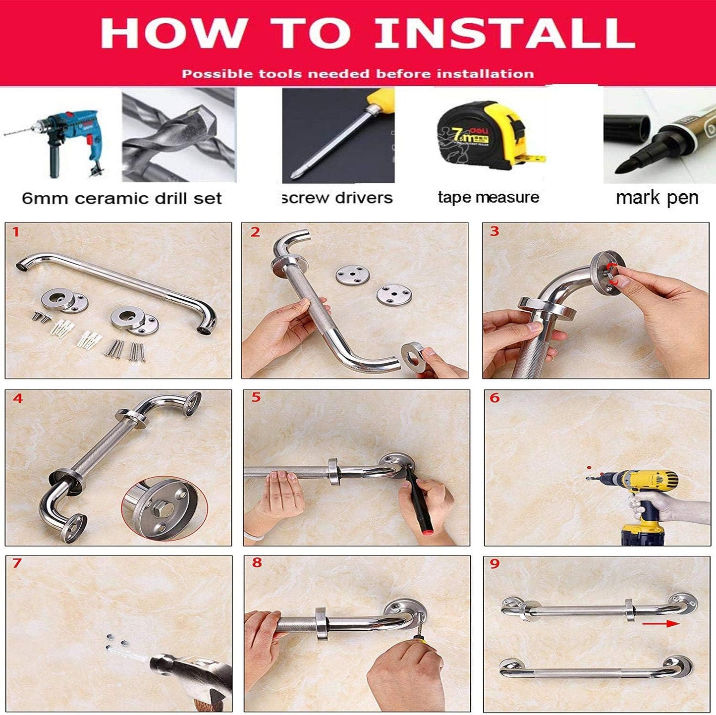 2 Pack 24 Inch Black Shower Grab Bar, iMomwee Stainless Steel Bathroom Grab Bar Handle, Bathroom Shower Balance Bar,Safety Hand Rail Support,Handicap Elderly Senior Assist Bath Handle(1.25" Diameter)