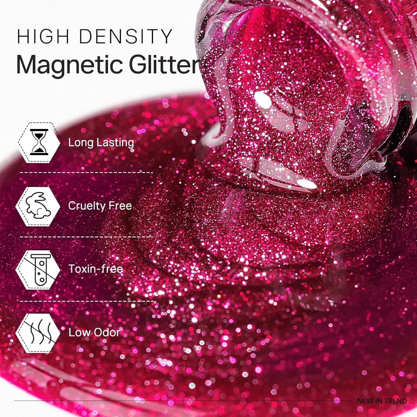 MIZHSE Cat Eye Gel Nail Polish, Neon Pink Magnetic Gel Polish Set with Magnet Stick, Crystal Smoothie Nude Hot Pink Cateye Effect Soak Off Nail Art Gift for Ladies