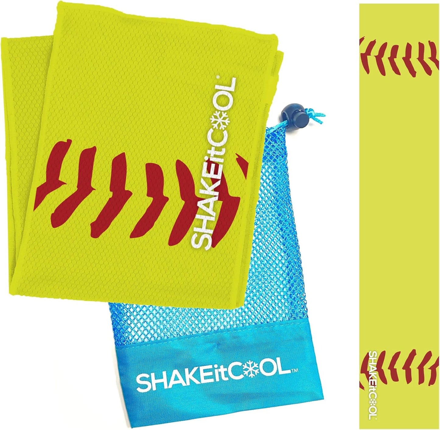 SHAKEitCOOL Original Cooling Towel – Be Cool in Style - Heat Relief, Soft, Lightweight, Sun Protection, Easy Clean - Perfect for Biking, Running, Yoga, Gym, Gardening - Softball