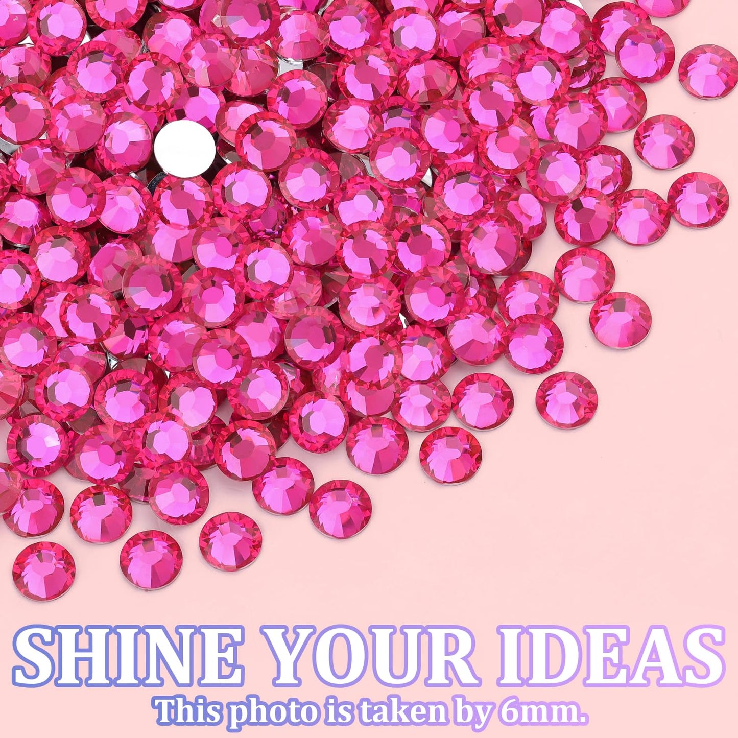 25000Pcs Resin Rhinestones with Tweezers for Crafting, Hot Pink 2-6mm Mixed Sizes Non Hotfix Flatback Gems, Bedazzling Crystal for DIY Craft Clothing Mugs Tumblers Shoes Fabric Decor Nail Art