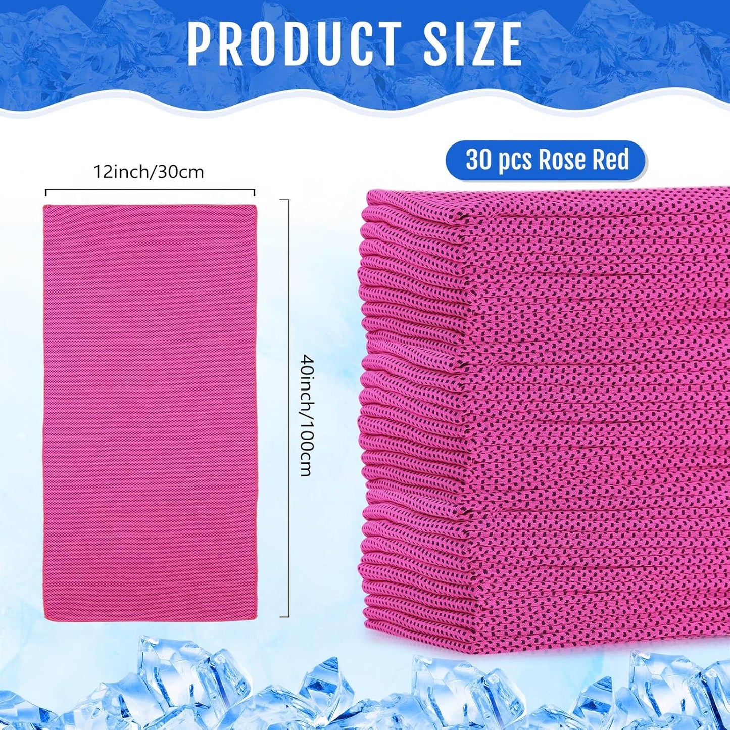 Hosuly 30 Pack Cooling Towels, 40"x12" Ice Breathable Soft Chilly Sweat Rag Microfiber Workout Rags for Gym Cooling Towels for Neck and Face for Yoga Golf Sport Running