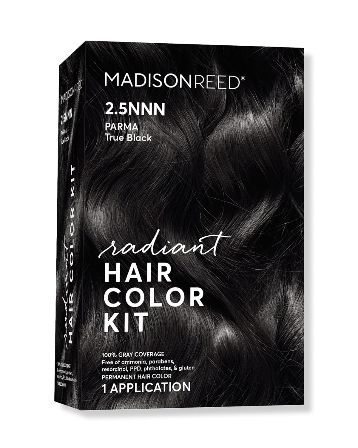 Madison Reed Radiant Hair Color Kit | 2.5NNN Soft Black (Parma Black) 100% Maximum Gray Hair Coverage | Salon-Quality Permanent Hair Dye for Resistant Grays | PPD-Free & Ammonia-Free |1 Pack