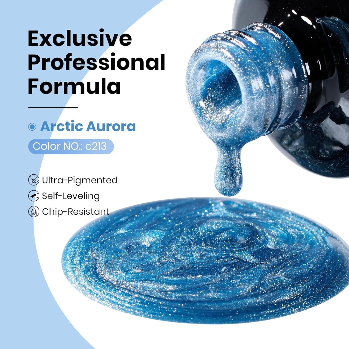 Beetles Blue Cat Eye Gel Polish, 15ML Light Blue Cat Eye Glitter Gel Polish with Magnet Soak Off UV Shimmer Velvet Gel Arctic Aurora Series French Nail Art Design Manicure Gifts for Women