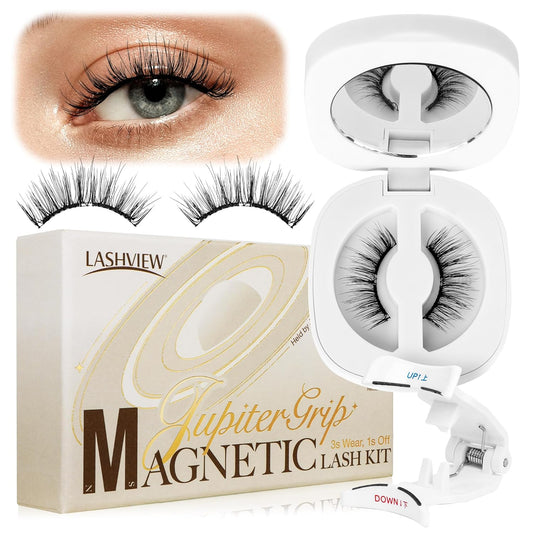 LASHVIEW Upgrade Soft Magnetic Eyelashes Natural Look, Reusable Magnetic Eyelashes with Applicator, No Glue Needed Lashes Kit, Easy to Wear and Remove CT01