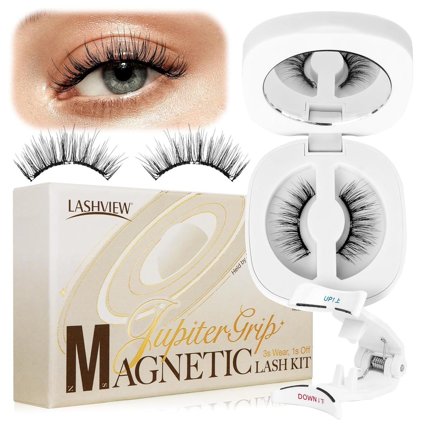 LASHVIEW Magnetic Eyelashes Natural Look, Reusable Manga Magnetic Lashes Kit with Applicator RCM01-NEW