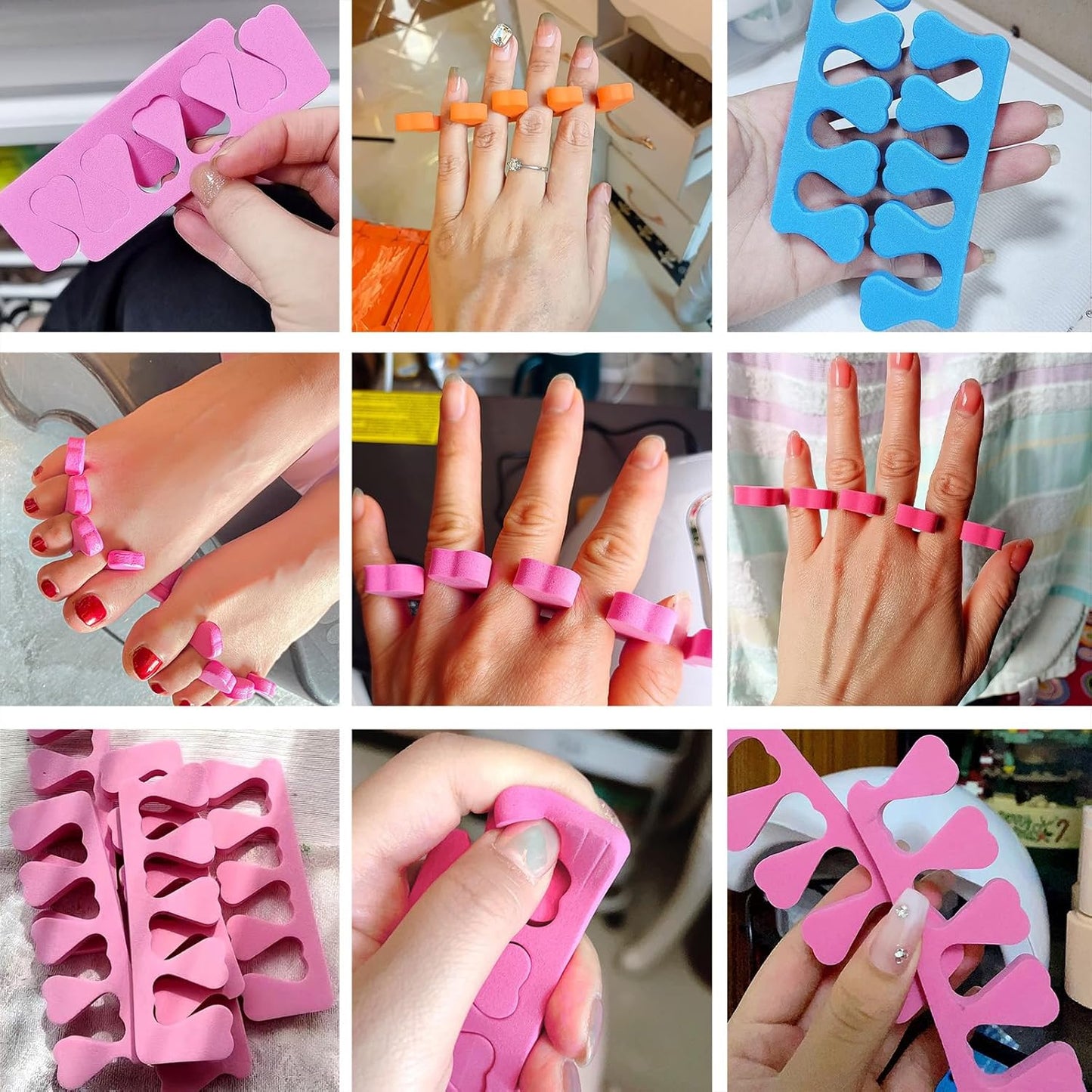 48pcs Sponge Toe Separators Pedicure Set for Nail Polish- Premium Nail Art Painting and Polishing Tool Kit, 4 Funy Color