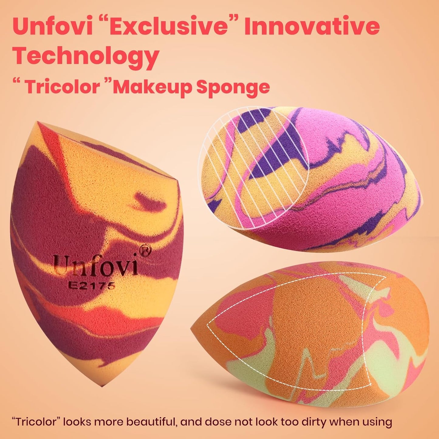 Tri Color Makeup Sponge, Low Absorption Latex Free Soft Makeup Sponges For Foundation,7pcs Beauty Sponge Blender for Power&Cream,Liquid (Multicolor)