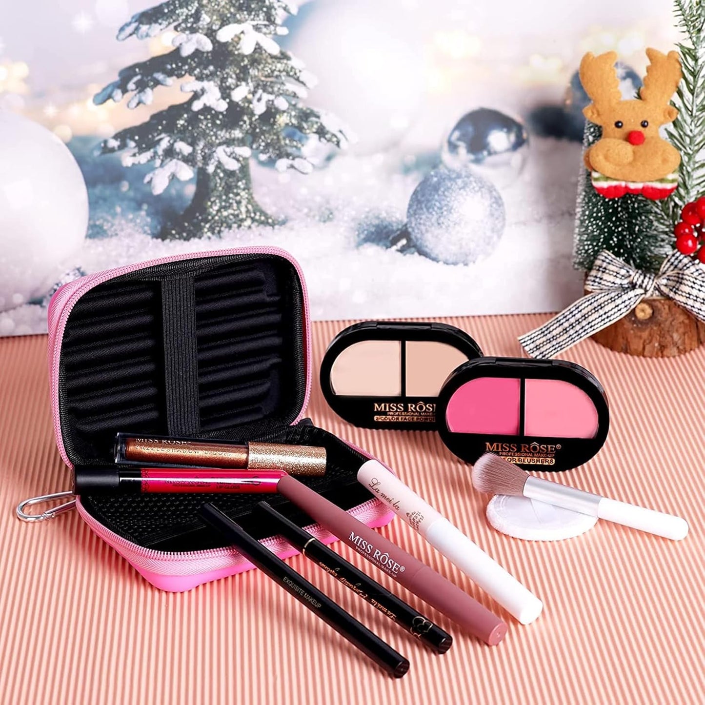 All in One Makeup Kit for Women - Full Professional Kit With Pressed Powder, Blush, Eyeliner, Eyeshadow, Mascara, Lip Gloss and Lipstick (Pink)