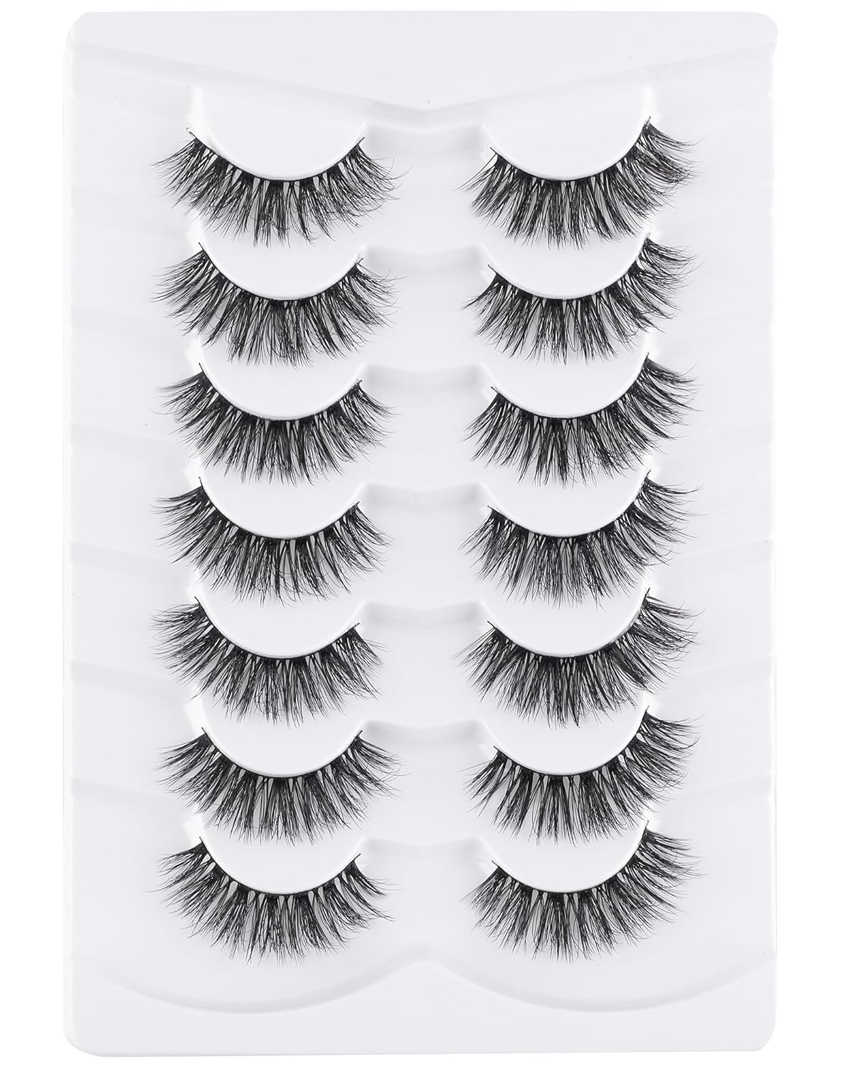 Lashes Wispy False Eyelashes Natural Look Fluffy Mink Lashes Doll Eyelashes Thick Faux Mink Eyelashes C Curl Fake Lashes 14MM 7 Pairs